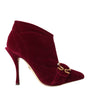 Dolce & Gabbana Dark Red Velvet Devotion Buckle Boots Shoes