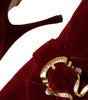 Dolce & Gabbana Dark Red Velvet Devotion Buckle Boots Shoes