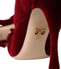 Dolce & Gabbana Dark Red Velvet Devotion Buckle Boots Shoes