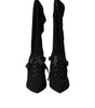 Dolce & Gabbana Black Stiletto Heels Mid Calf Boots Shoes