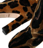 Dolce & Gabbana Brown Giraffe Velvet Leather Boots Shoes