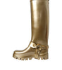 Dolce & Gabbana Metallic Gold Rubber PVC Rain Boots Shoes