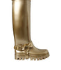Dolce & Gabbana Metallic Gold Rubber PVC Rain Boots Shoes
