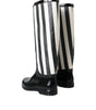 Dolce & Gabbana Black Rubber Knee High Flat Boots Shoes