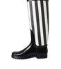 Dolce & Gabbana Black Rubber Knee High Flat Boots Shoes