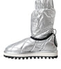 Dolce & Gabbana Metallic Silver Quilted Logo Patch Boot Shoes
