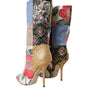 Dolce & Gabbana Multicolor Patchwork Print Heeled Boots Shoes