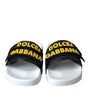 Chaussures plates et sandales de plage Dolce &amp; Gabbana avec logo blanc et noir