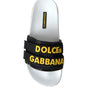 Chaussures plates et sandales de plage Dolce &amp; Gabbana avec logo blanc et noir