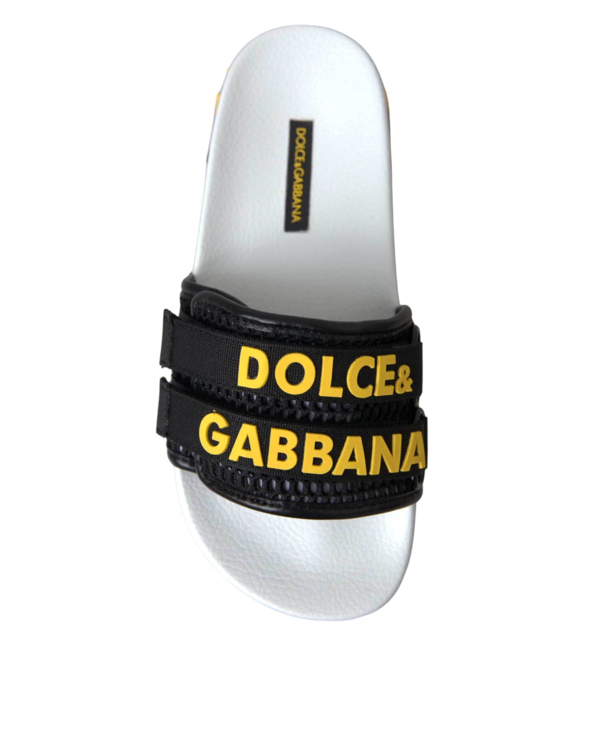 Chaussures plates et sandales de plage Dolce &amp; Gabbana avec logo blanc et noir