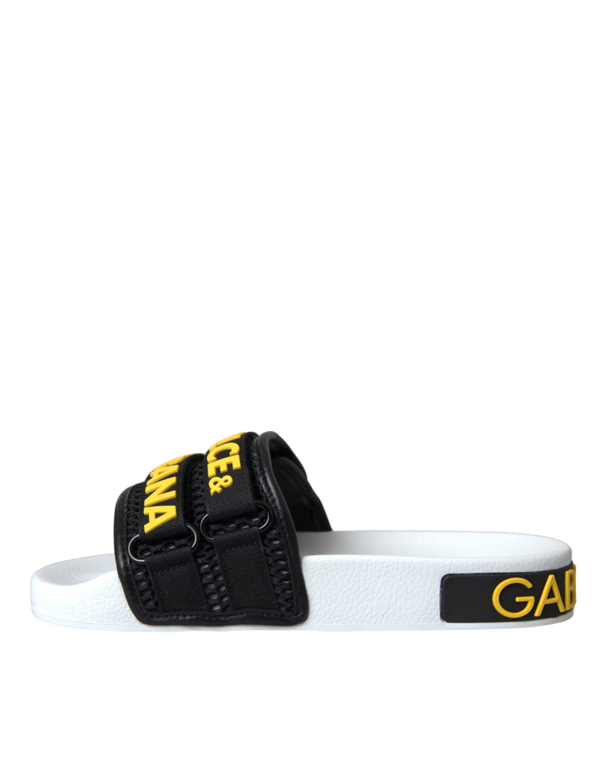 Chaussures plates et sandales de plage Dolce &amp; Gabbana avec logo blanc et noir