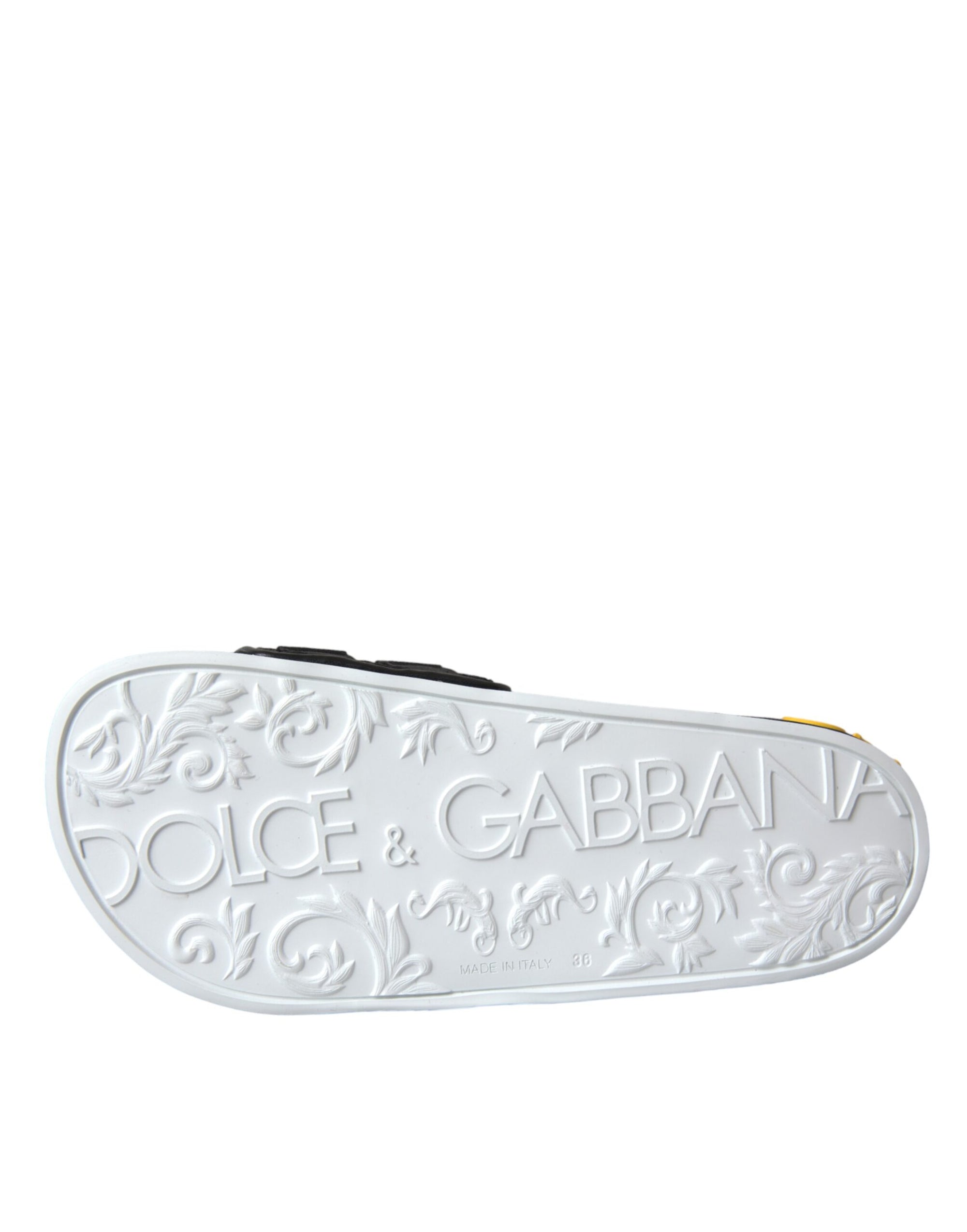 Chaussures plates et sandales de plage Dolce &amp; Gabbana avec logo blanc et noir