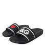 Dolce & Gabbana Black Leather I Love D&G Sandals Slides Shoes