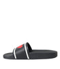Dolce & Gabbana Black Leather I Love D&G Sandals Slides Shoes