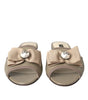 Dolce & Gabbana Beige Logo Pearl Flats Sandals Slides Shoes