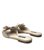 Dolce & Gabbana Beige Logo Pearl Flats Sandals Slides Shoes