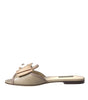 Dolce & Gabbana Beige Logo Pearl Flats Sandals Slides Shoes