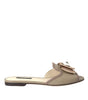Dolce & Gabbana Beige Logo Pearl Flats Sandals Slides Shoes
