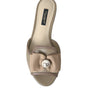 Dolce & Gabbana Beige Logo Pearl Flats Sandals Slides Shoes