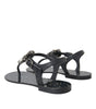 Dolce &amp; Gabbana Black Crystal Flats Sandals Flip Flops Shoes