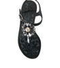 Dolce &amp; Gabbana Black Crystal Flats Sandals Flip Flops Shoes