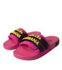 Dolce & Gabbana Pink Black Logo Beachwear Flats Sandals Shoes