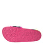 Dolce & Gabbana Pink Black Logo Beachwear Flats Sandals Shoes