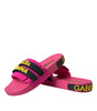 Dolce & Gabbana Pink Black Logo Beachwear Flats Sandals Shoes