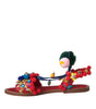 Dolce & Gabbana Multicolor Pom Pom Fur Wrap Sandals Shoes