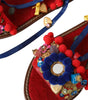 Dolce & Gabbana Multicolor Pom Pom Fur Wrap Sandals Shoes