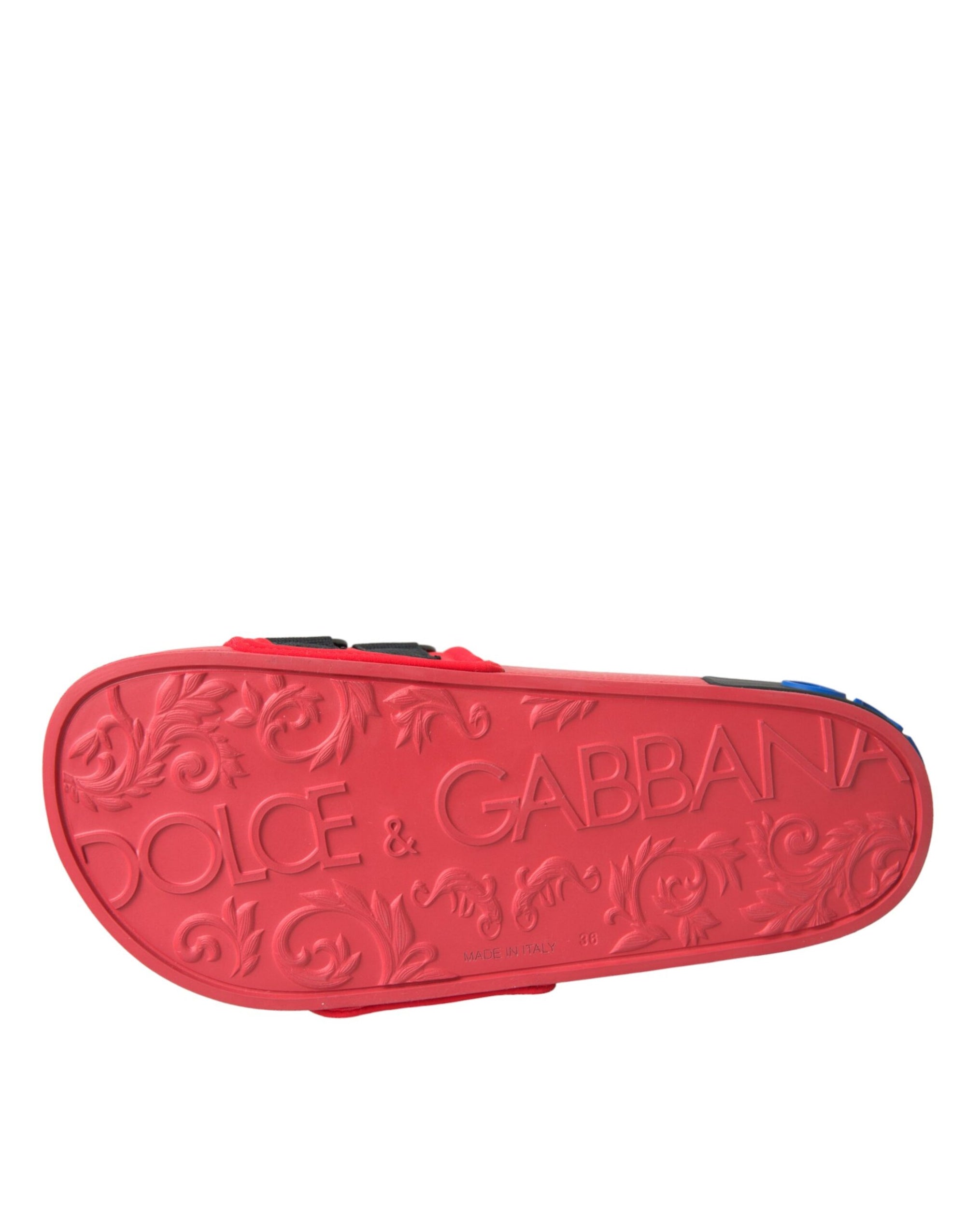 Chaussures plates et sandales Dolce &amp; Gabbana avec logo rouge et noir