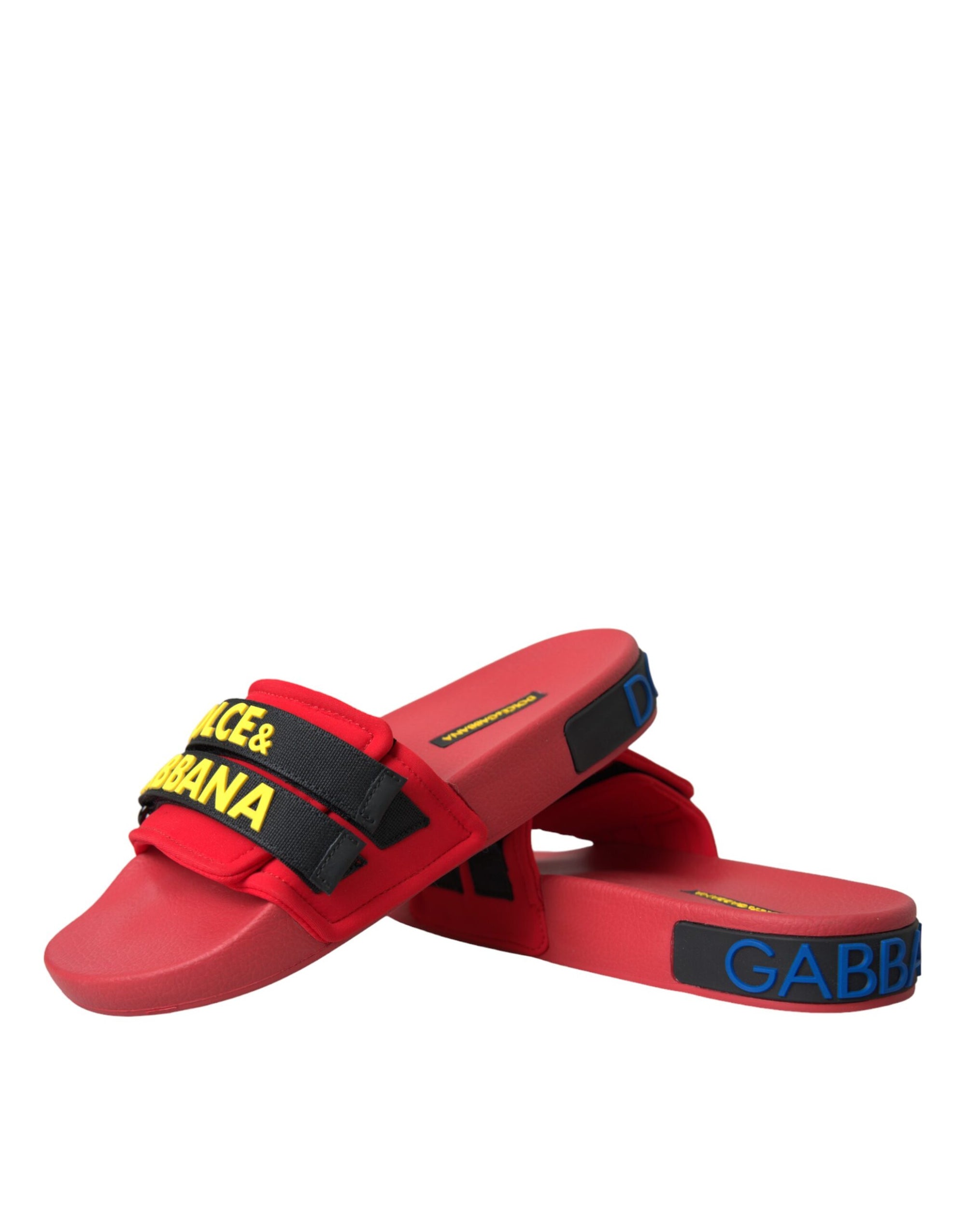 Chaussures plates et sandales Dolce &amp; Gabbana avec logo rouge et noir