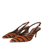 Chaussures à bride arrière en cuir zébré noir et orange Dolce &amp; Gabbana
