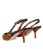 Chaussures à bride arrière en cuir zébré noir et orange Dolce &amp; Gabbana