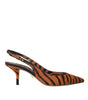 Chaussures à bride arrière en cuir zébré noir et orange Dolce &amp; Gabbana