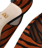 Chaussures à bride arrière en cuir zébré noir et orange Dolce &amp; Gabbana