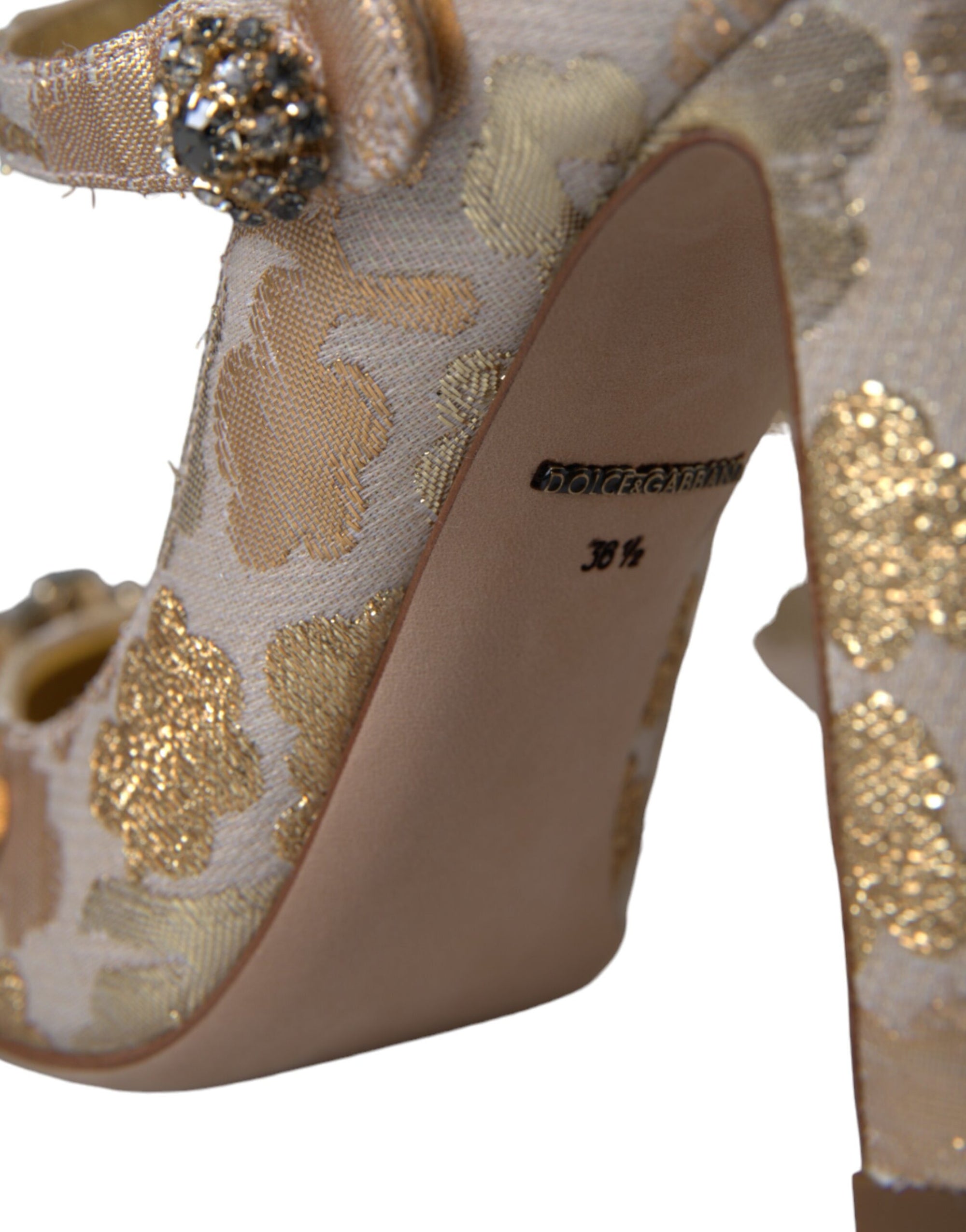 Escarpins Mary Jane Dolce & Gabbana en jacquard doré et cristal