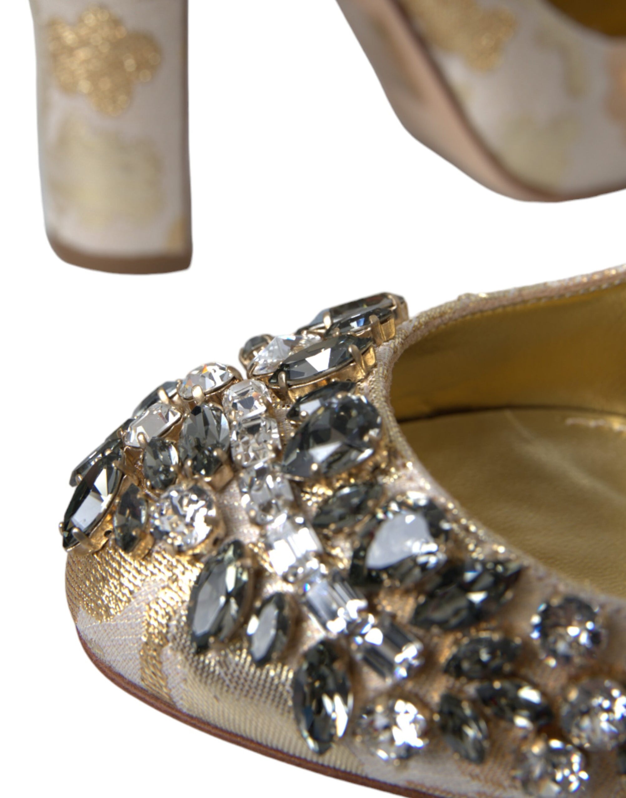 Escarpins Mary Jane Dolce & Gabbana en jacquard doré et cristal