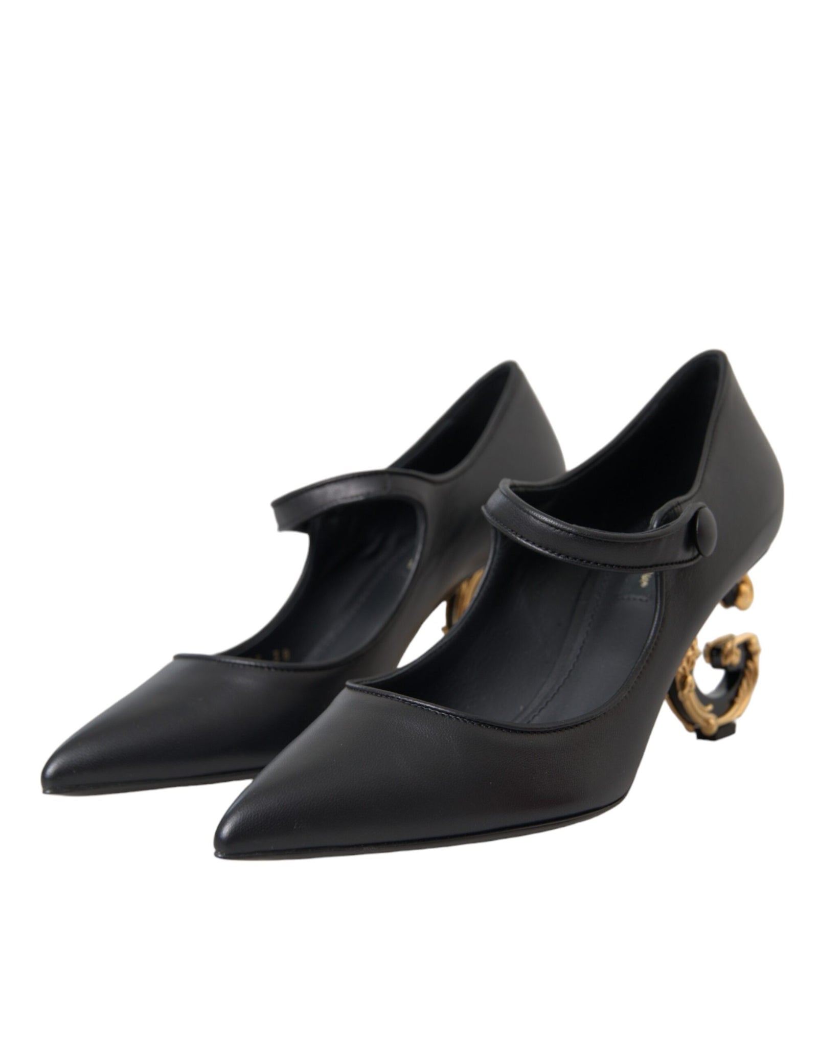 Escarpins Mary Janes en cuir noir avec logo Dolce & Gabbana