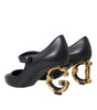 Dolce & Gabbana Black Leather Logo Heels Mary Janes Pumps Shoes