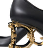 Dolce & Gabbana Black Leather Logo Heels Mary Janes Pumps Shoes