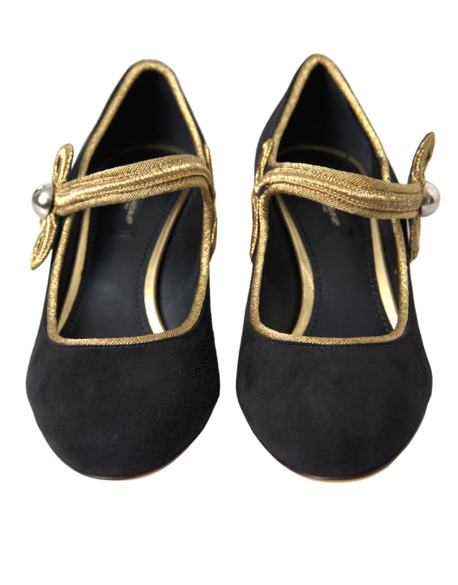 Escarpins Mary Janes en daim noir et doré Dolce & Gabbana