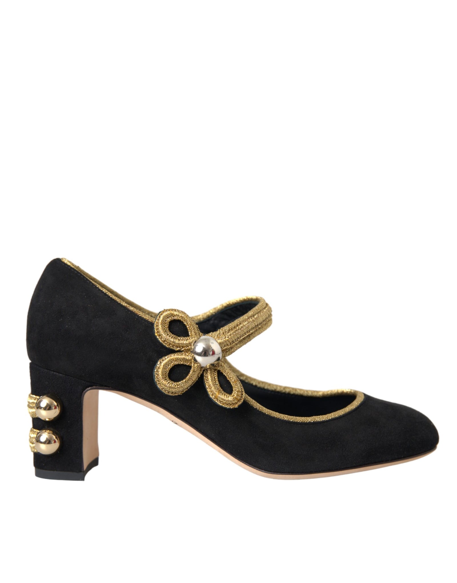 Escarpins Mary Janes en daim noir et doré Dolce & Gabbana