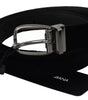 Dolce & Gabbana Black Velvet Silver Tone Metal Buckle Men Belt
