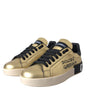 Dolce & Gabbana Gold Portofino Calf Leather Sneakers Women Shoes