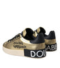 Dolce & Gabbana Gold Portofino Calf Leather Sneakers Women Shoes