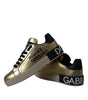 Dolce & Gabbana Gold Portofino Calf Leather Sneakers Women Shoes
