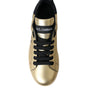 Dolce & Gabbana Gold Portofino Calf Leather Sneakers Women Shoes