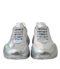 Dolce & Gabbana Silver Iridescent DAYMASTER Leather Sneakers Shoes