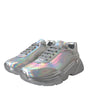 Dolce & Gabbana Silver Iridescent DAYMASTER Leather Sneakers Shoes